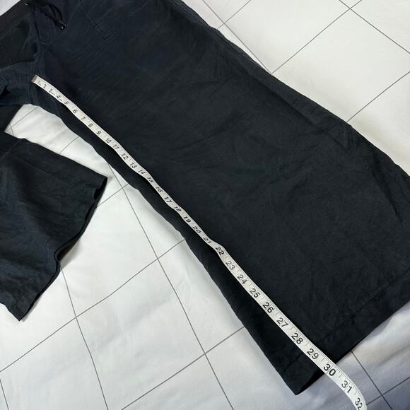 Athleta Pants Women 14 Black Cabo Linen Wide Leg Relaxed Casual Vacation Neutral - Picture 10 of 12